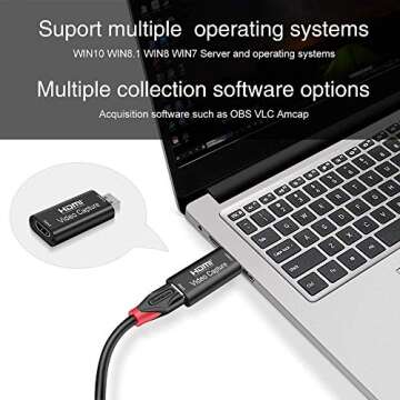 LiNKFOR HDMI Capture Card HDMI to USB 2.0 Video Capture Card 1080P HD Recorder Game Video Live Streaming Support HD Video 1080P High Definition Acquisition Live Broadcasting for Windows Mac OS