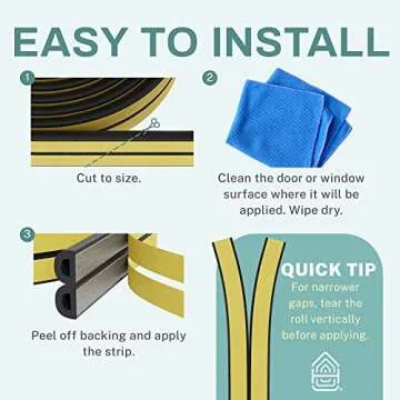 66 Feet Self Stick Foam Weather Stripping Door Window Seal Draft Stopper Insulation Tape for Windows and Doors Soundproof Weatherstripping Gap Blocker