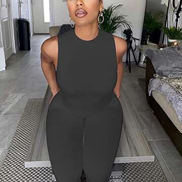 LuFeng Women's Sexy Sleeveless Zipper Bodycon Party Club Long Rompers Jumpsuit (XL, Black)