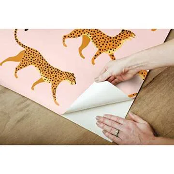 Explore RoomMates Pink Orange Cheetah Peel Stick Wallpaper