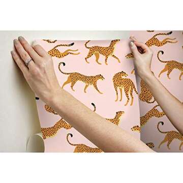 Explore RoomMates Pink Orange Cheetah Peel Stick Wallpaper