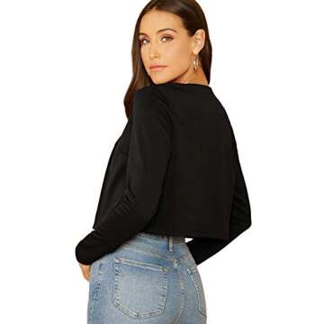 Elegant Romwe Women's Black Crop Blazer for Work