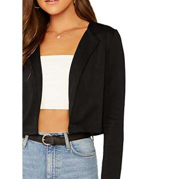 Elegant Romwe Women's Black Crop Blazer for Work