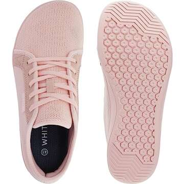 WHITIN Women's Barefoot Shoes Minimalist Wide Width Toe Box Fashion Sneakers Zero Drop Size 11.5 Gym Trail Training Running Walking W81 Flat Pink 43