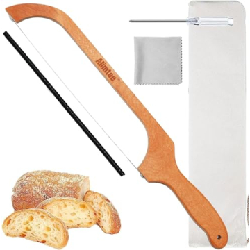 Alimtee Bread Knife for Homemade Bread, 16" Wooden Serrated Bread Slicer Gift for Friends Fiddle Bow...