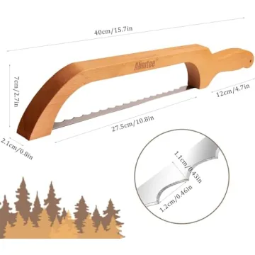 Alimtee Bread Knife for Homemade Bread, 16" Wooden Serrated Bread Slicer Gift for Friends Fiddle Bow Design Easy to Cutting, Sourdough Cutter for Homemade - Premium Stainless Steel