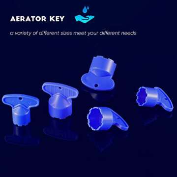 Mudder 5 Pieces Faucet Aerator Key Blue Removal Wrench Tool with 5 Sizes M16.5, 18.5, 21.5, 22.5, 24 Recessed Aerator Key Sink Wrenches for Cache Faucet