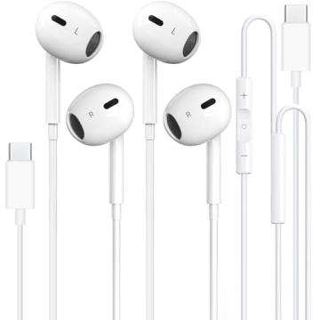 2 Pack-USB C Headphones Wired for iPhone 15, Type C Earphones with Microphone & Remote Noise Cancell...