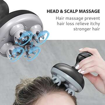 COMFIER Electric Scalp Massager, Waterproof Head Massager with Mutlti-Modes Vibration, Handheld Port...