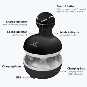 COMFIER Electric Scalp Massager, Waterproof Head Massager with Mutlti-Modes Vibration, Handheld Portable Head Scratcher for Hair Growth, Dog Cat Massager for Deep Clean and Stress Relax