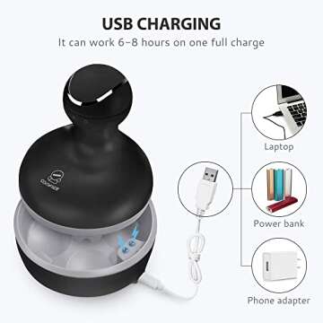 COMFIER Electric Scalp Massager, Waterproof Head Massager with Mutlti-Modes Vibration, Handheld Portable Head Scratcher for Hair Growth, Dog Cat Massager for Deep Clean and Stress Relax