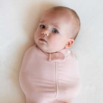 Woombie Simply Baby Swaddling Blanket - Soothing Cotton Swaddle, Wearable Blanket, Pink Blush, 0-3 Months