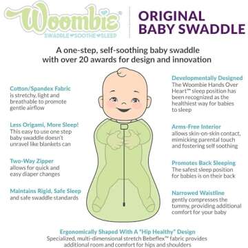 Woombie Simply Baby Swaddling Blanket - Soothing Cotton Swaddle, Wearable Blanket, Pink Blush, 0-3 Months