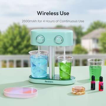 Resiners Dual-Head Resin Mixer, Rechargeable Epoxy Mixer, Stepless Speed & Minimum Bubbles, Electric Stirrer Paddles for Resin,Silicone,Paint Mixing,Soap Making,Resin Tools,DIY Crafts (Patented)