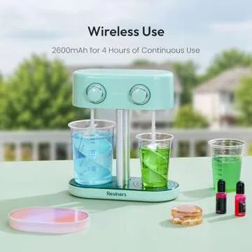 Resiners Dual-Head Resin Mixer, Rechargeable Epoxy Mixer, Stepless Speed & Minimum Bubbles, Electric Stirrer Paddles for Resin,Silicone,Paint Mixing,Soap Making,Resin Tools,DIY Crafts (Patented)