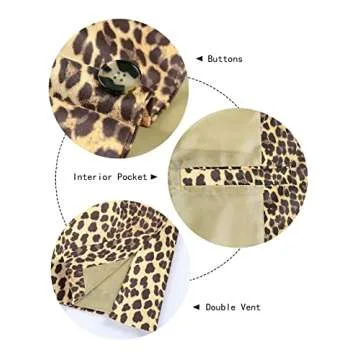 Lars Amadeus Men's Party Animal Leopard Print Blazer Notched Lapel Lightweight Sport Coat Suit Jacket Large Brown