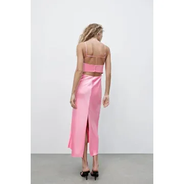 Satin Tube Top Maxi Dress Strapless Open Back Bodycon