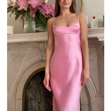 Satin Tube Top Maxi Dress Strapless Open Back Bodycon