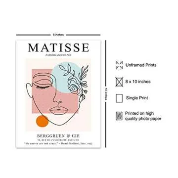 Matisse Wall Art - 8x10 Matisse Poster - Matisse Print - Line Art Decor - Minimalist Wall Decoration...