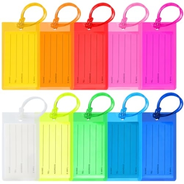10 Pack of Durable PVC Luggage Tags for Effortless Travel Identification