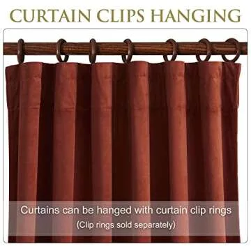 StangH Rust Bedroom Window Drapes, Back Tab Velvet Curtains 90 inches Long Heavy Thick Room Darkening Privacy Room Dividers for Office Store Closet, W52 x L90, 2 Panels