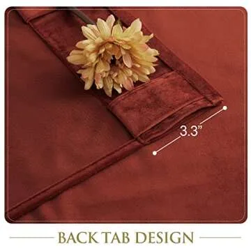 StangH Rust Bedroom Window Drapes, Back Tab Velvet Curtains 90 inches Long Heavy Thick Room Darkening Privacy Room Dividers for Office Store Closet, W52 x L90, 2 Panels