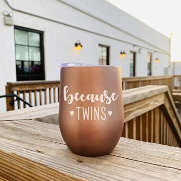 Twin Mom Gifts - 12oz Wine Glass Tumbler Cup- Funny Mom of Twins Gifts, Mother of Twins, Parents of ...