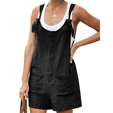 Yeokou Women's Stylish Cotton Linen Summer Rompers - Chic Summer Comfort and Versatility