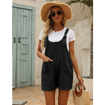 Yeokou Women's Stylish Cotton Linen Summer Rompers