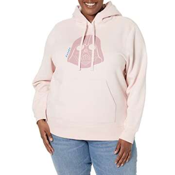 Amazon Essentials Disney | Marvel | Star Wars | Princess Women's Fleece Pullover Hoodie Sweatshirts (Available in Plus Size), Star Wars Vader, Medium