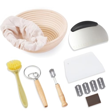 Dimpola Banneton Basket - 9 Inch Banneton Bread Proofing Baskets Sourdough Bread Baking Supplies Kit...