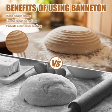 Dimpola 9 Inch Handmade Banneton Bread Proofing Kit