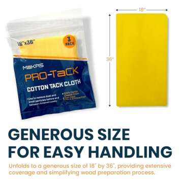 MāKRS® - Pro-Tack Tack Cloth, (Pack of 3) Tack Rags, Tack Cloths for Removing Dust and Particles, Tack Cloth Woodworking, Painting, and Varnishing, Wax and Silicone Free, Anti-Static, 18" x 36"