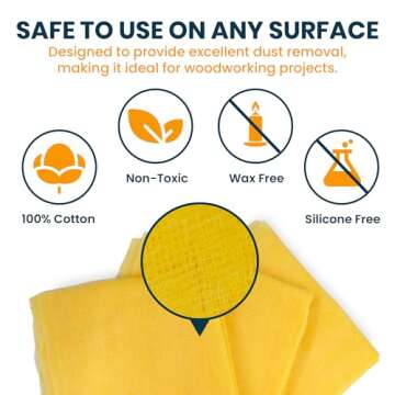 MāKRS® - Pro-Tack Tack Cloth, (Pack of 3) Tack Rags, Tack Cloths for Removing Dust and Particles, Tack Cloth Woodworking, Painting, and Varnishing, Wax and Silicone Free, Anti-Static, 18" x 36"