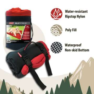 Coleman Large Dog Bed for Travel, Roll Up Foldable Packable Pet Mat Travel Beds