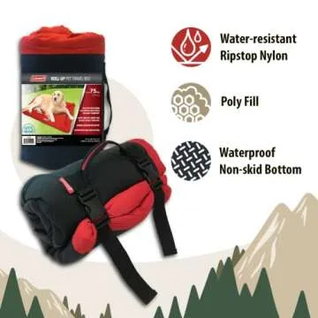 Coleman Large Dog Bed for Travel, Roll Up Foldable Packable Pet Mat Travel Beds