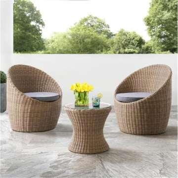 All-Weather 2 Chair Wicker Outdoor Furniture Set