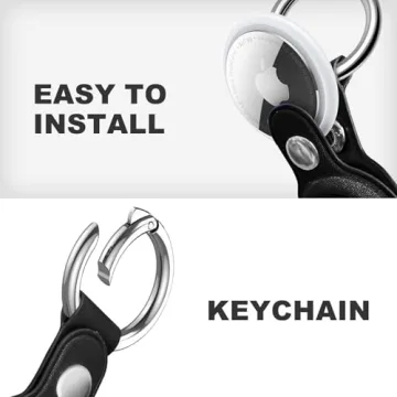 Woyinger Leather AirTag Keychain Holder - Stylish Protection