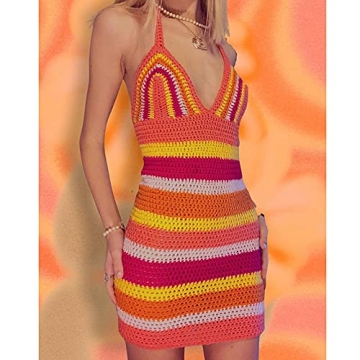 Buy Sexy Knit Bodycon Dress Women Y2K Summer Halter