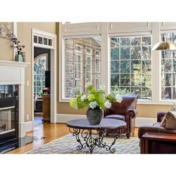 YalzoneMet 4 Pcs 26.8'' Viburnum Artificial Flower Snowball Lifelike Long Stem Real Touch White Smal...