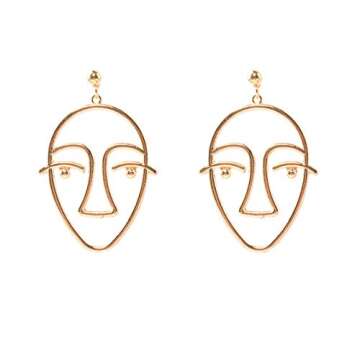 Mrotrida Face Earrings Set Abstract Art Human Face Hand Dangle Earring & Face Rings for Girls Fashion Geometric Statement Earrings Party Birthday Valentine's Day Christmas 6 Pair