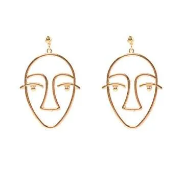 Mrotrida Face Earrings Set Abstract Art Human Face Hand Dangle Earring & Face Rings for Girls Fashion Geometric Statement Earrings Party Birthday Valentine's Day Christmas 6 Pair