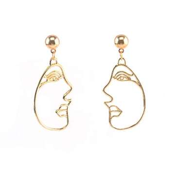 Mrotrida Face Earrings Set Abstract Art Human Face Hand Dangle Earring & Face Rings for Girls Fashion Geometric Statement Earrings Party Birthday Valentine's Day Christmas 6 Pair