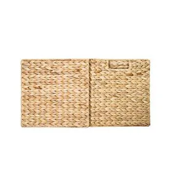 Foldable Hyacinth Storage Basket with Iron Wire Frame By Trademark Innovations (Set of 2) Natural