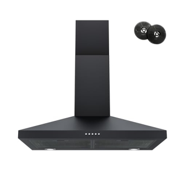 FIREGAS 30" Black Range Hood - Ducted/Ductless Vent with 450 CFM Power