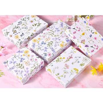 Titiweet Floral Wrapping Paper - Birthday Wrapping Paper for Women, 8 Sheets Wildflower Wrapping Paper for Wedding Mothers Day Baby Shower, 20 x 28 Inches Per Sheet