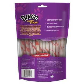 Dingo Twist Sticks, Premium Rawhide Treats For Dogs Made with Real Chicken 50-Count