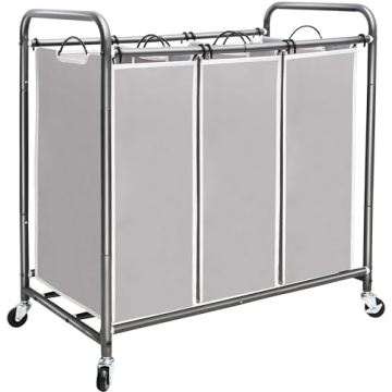 STORAGE MANIAC 3 Section Laundry Sorter with Wheels & Removable Bags