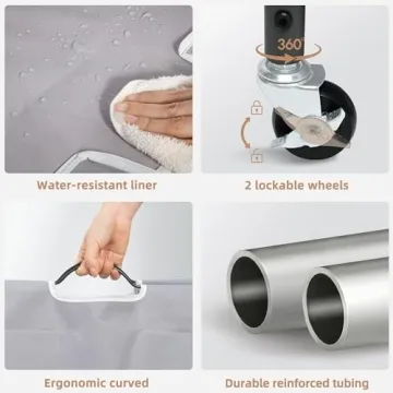 3 Section Laundry Sorter with Wheels Removable Bags Gray