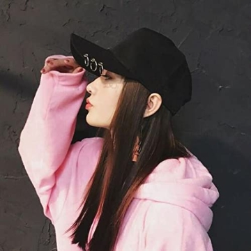 OVOY Black Kpop Snapback Cap with Iron Rings